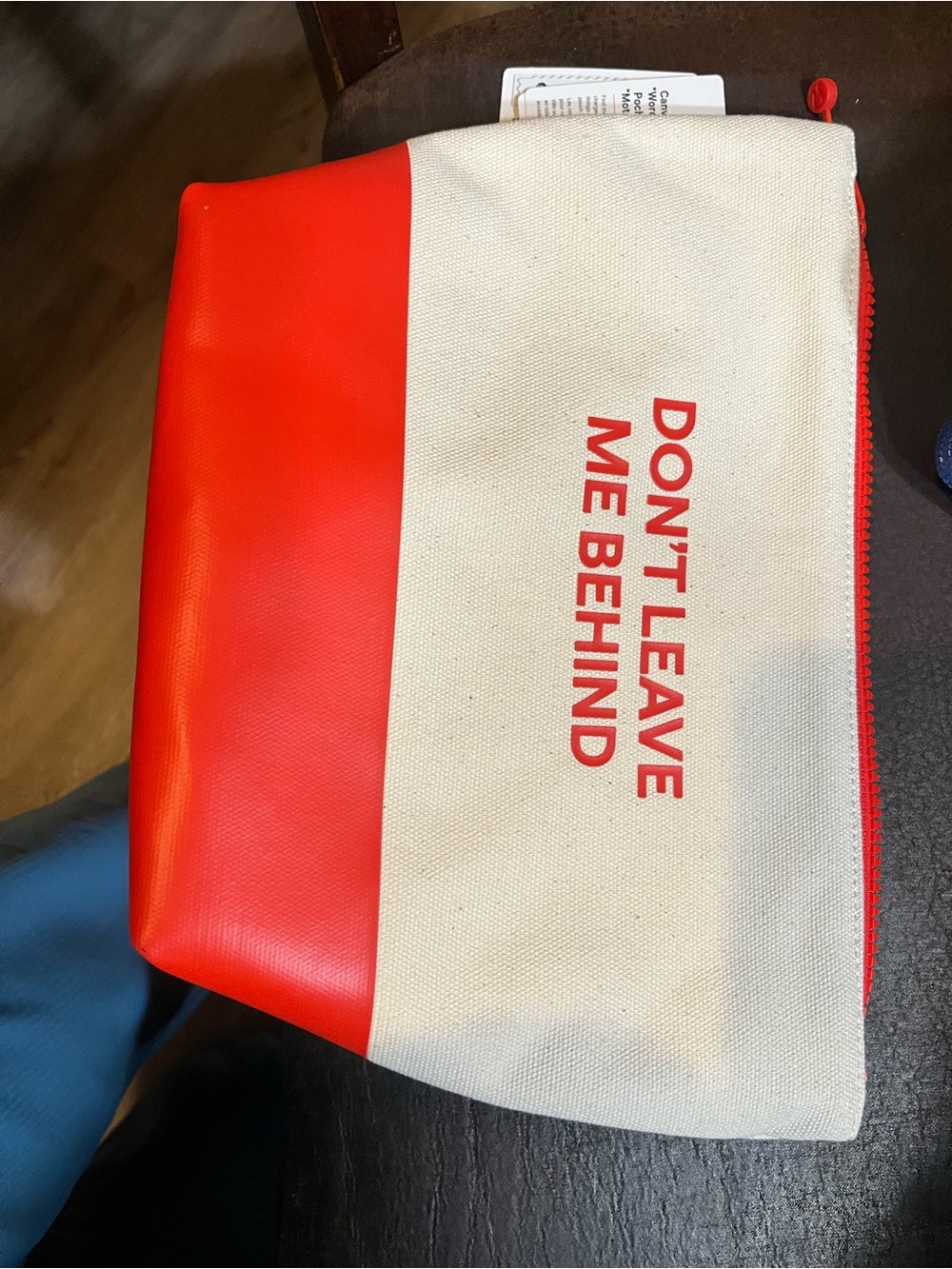 Canvas & Red Travel Pouch - "Don't Leave Me Behind"